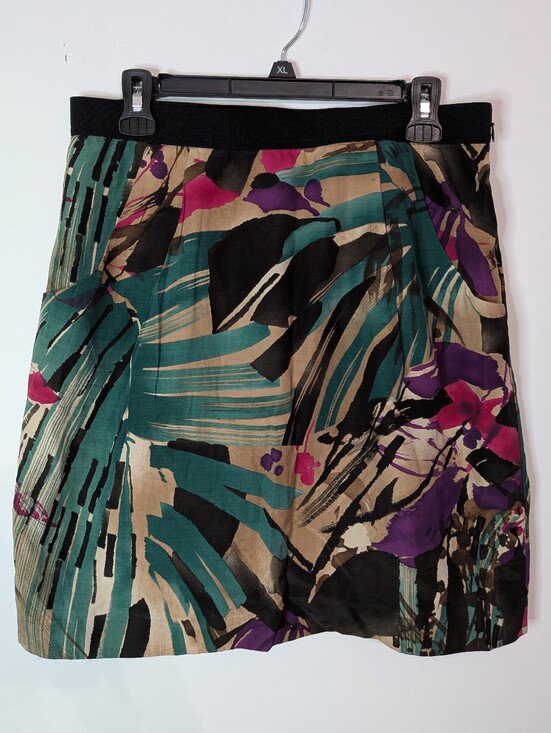 Ann Taylor Dresses & Skirts - Ann Taylor Teal, Purple and Black Abstract Midi Skirt